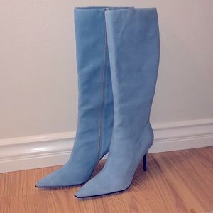 Colin Stuart Knee High Baby Blue Suede Boots